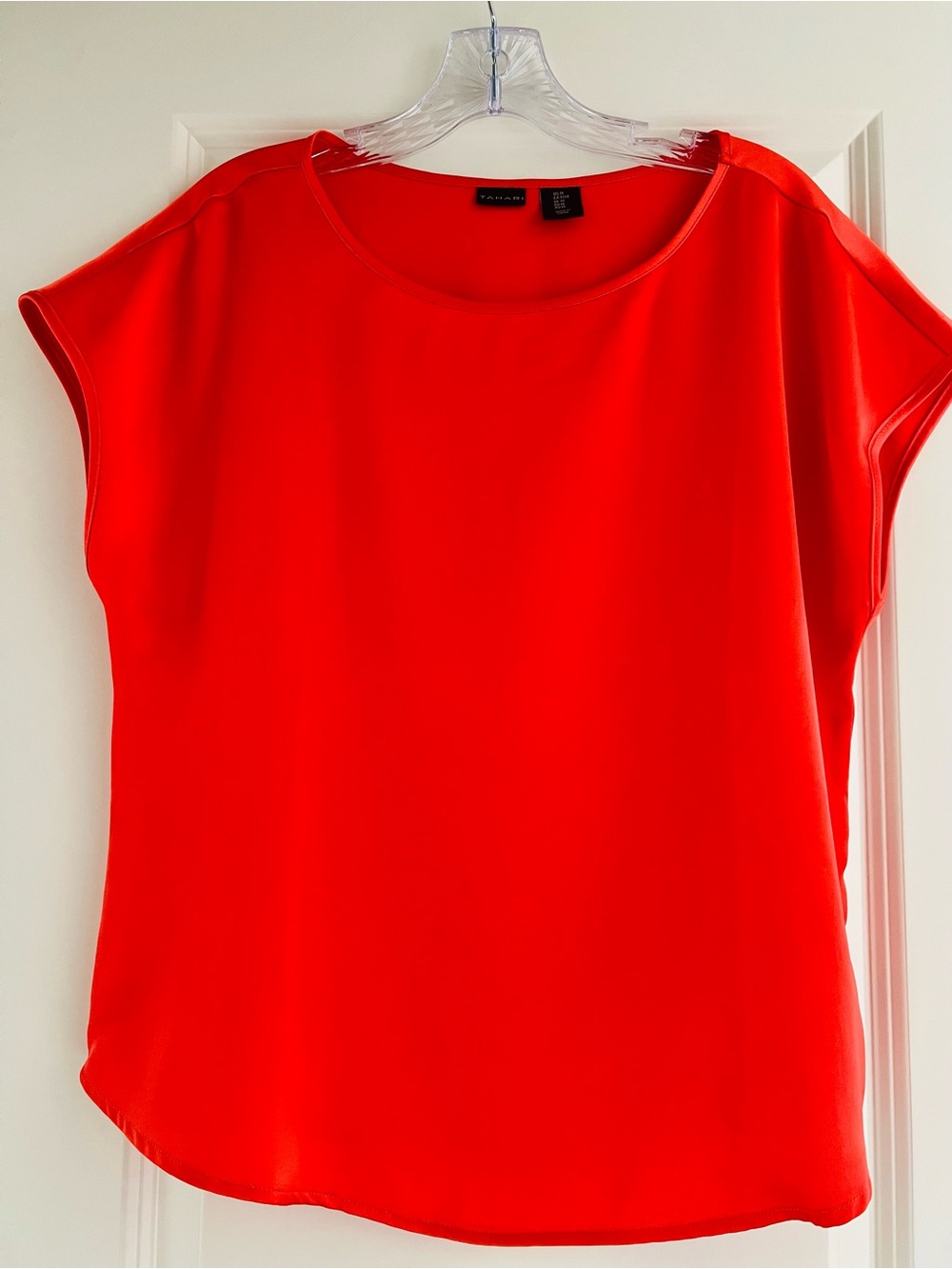 Tahari Vibrant Orange Cap-Sleeve Blouse
